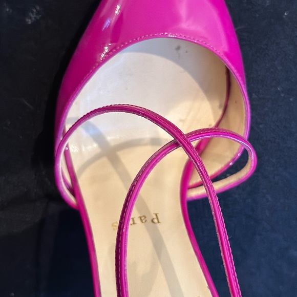 Christian louboutins patent leather magenta strappy heels. Pointy toe. 5.5” heel - Picture 7 of 7